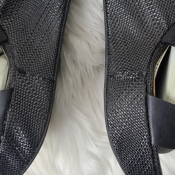 Circus by Sam Edelman Slip On Wedge Sandals Size 9.5 Black Woven Fabric Spring - Picture 6 of 9